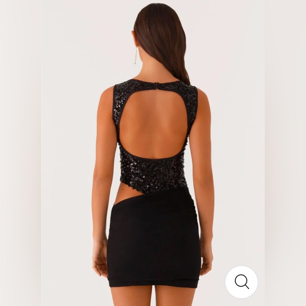 Peppermayo Black Sequin Cutout Mini Dress - Picture 2 of 9